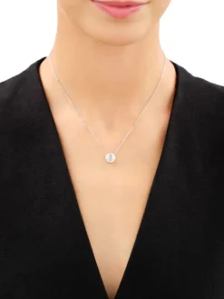 Naszyjnik srebrny z cyrkoniami i kamień jubilerski z efektem kociego oka - koło