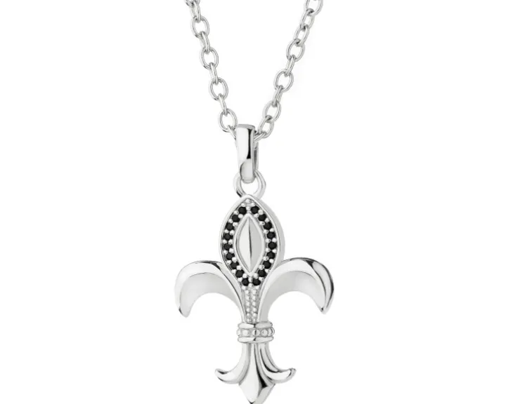 Naszyjnik srebrny z cyrkoniami - lilijka