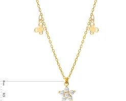 Naszyjnik srebrny z cyrkoniami - kwiat, motyle