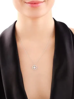 Naszyjnik srebrny z cyrkoniami - kompas