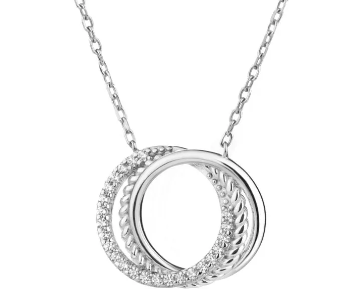 Naszyjnik srebrny z cyrkoniami - koła