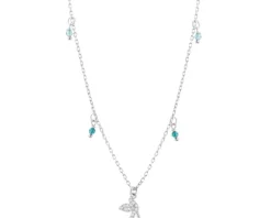 Naszyjnik srebrny z cyrkoniami i szlifowanym szkłem - ptak