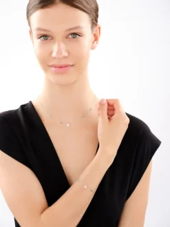 Naszyjnik srebrny z cyrkoniami i szlifowanym szkłem - ptak