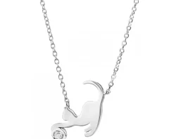 Naszyjnik srebrny z cyrkonią - kot