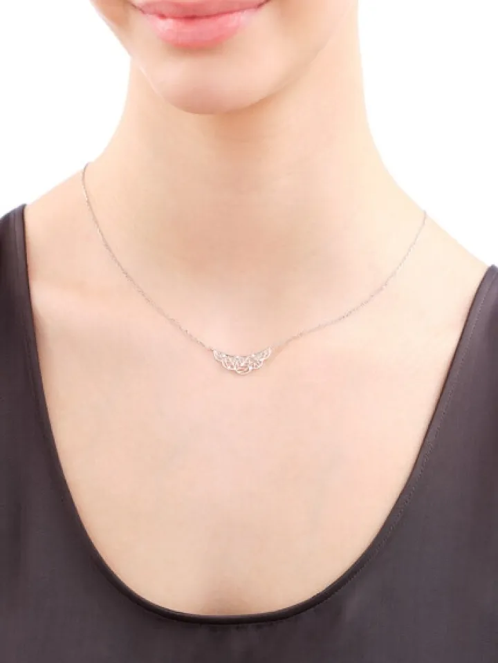 Naszyjnik srebrny z cyrkoniami - liście