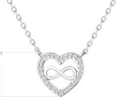 Naszyjnik srebrny z cyrkoniami - serce, nieskończoność