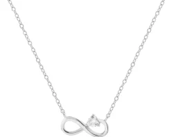 Naszyjnik srebrny z cyrkonią - nieskończoność, serce