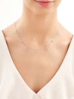 Naszyjnik srebrny z cyrkoniami - koła