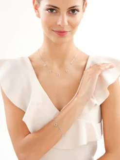 Naszyjnik srebrny z cyrkoniami - koła