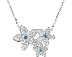 Naszyjnik srebrny z cyrkonami - kwiaty