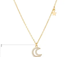 Naszyjnik srebrny z cyrkoniami - Księżyc, gwiazda