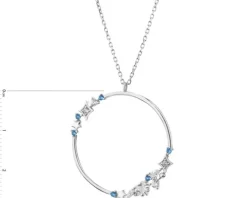 Naszyjnik srebrny z cyrkoniami - gwiazdy, koło