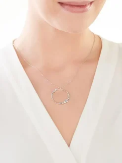 Naszyjnik srebrny z cyrkoniami - gwiazdy, koło