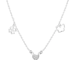 Naszyjnik srebrny z cyrkoniami - serce, koniczyna, motyl