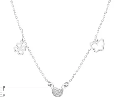 Naszyjnik srebrny z cyrkoniami - serce, koniczyna, motyl