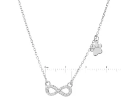 Naszyjnik srebrny z cyrkoniami - nieskończoność, łapka