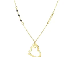 Naszyjnik srebrny z cyrkoniami - serce, mama, love