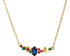 Naszyjnik srebrny z cyrkoniami - kwiaty, motyl