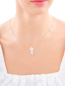 Naszyjnik srebrny z cyrkoniami - kwiaty
