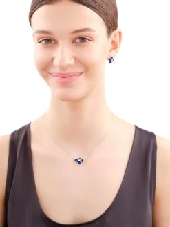 Naszyjnik srebrny z cyrkoniami i szlifowanym szkłem