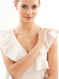 Naszyjnik srebrny z cyrkoniami - koła