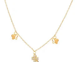 Naszyjnik srebrny z cyrkoniami - koniczyna, motyle