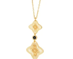 Naszyjnik srebrny z cyrkoniami - rozety