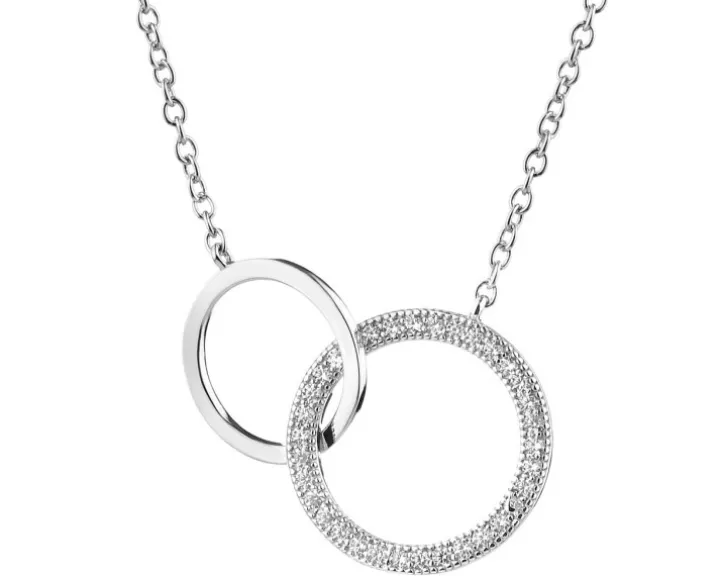 Naszyjnik srebrny z cyrkoniami - koła