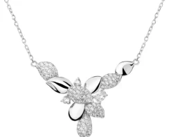 Naszyjnik srebrny z cyrkoniami - liście