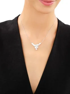 Naszyjnik srebrny z cyrkoniami - liście