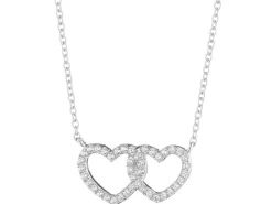 Naszyjnik srebrny z cyrkoniami - serca