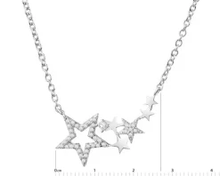Naszyjnik srebrny z cyrkoniami - gwiazdy