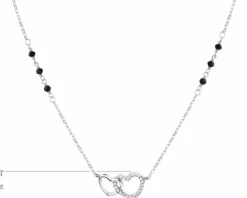 Naszyjnik srebrny z cyrkoniami i  szlifowanym szkłem - serca