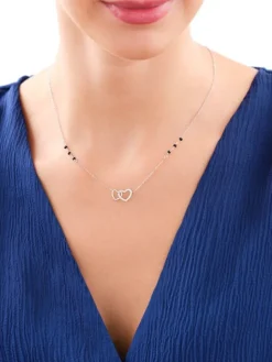 Naszyjnik srebrny z cyrkoniami i  szlifowanym szkłem - serca