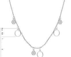 Naszyjnik srebrny z cyrkoniami - koła