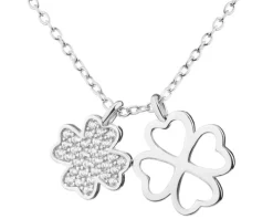 Naszyjnik srebrny z cyrkoniami - koniczyny