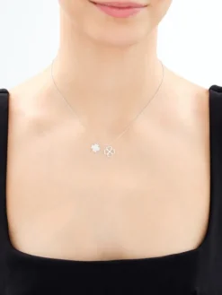 Naszyjnik srebrny z cyrkoniami - koniczyny