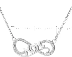Naszyjnik srebrny z cyrkoniami - mama, nieskończoność