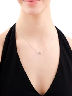 Naszyjnik srebrny z cyrkoniami - mama, nieskończoność