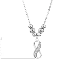 Naszyjnik srebrny z cyrkoniami - nieskończoność, kulki