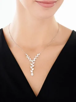 Naszyjnik srebrny z cyrkoniami - liście