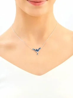 Naszyjnik srebrny z cyrkoniami - liście