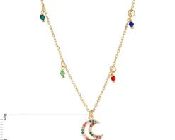 Naszyjnik srebrny z cyrkoniami i szlifowanym szkłem - Księżyc