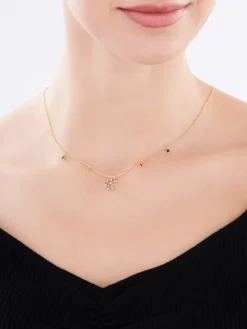 Naszyjnik srebrny z cyrkoniami i szlifowanym szkłem - Księżyc