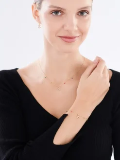 Naszyjnik srebrny z cyrkoniami i szlifowanym szkłem - Księżyc