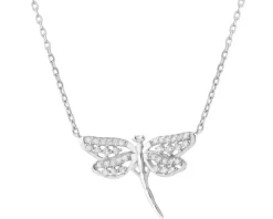 Naszyjnik srebrny z cyrkoniami - ważka