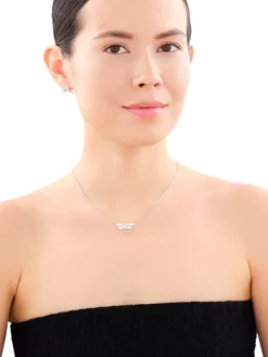 Naszyjnik srebrny z cyrkoniami - ważka