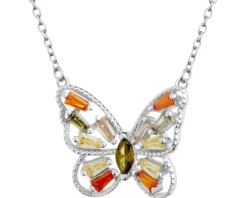 Naszyjnik srebrny z cyrkoniami - motyl