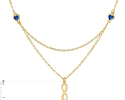 Naszyjnik srebrny z cyrkoniami - nieskończoność, serca