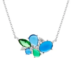 Naszyjnik srebrny z cyrkoniami i szlifowanym szkłem